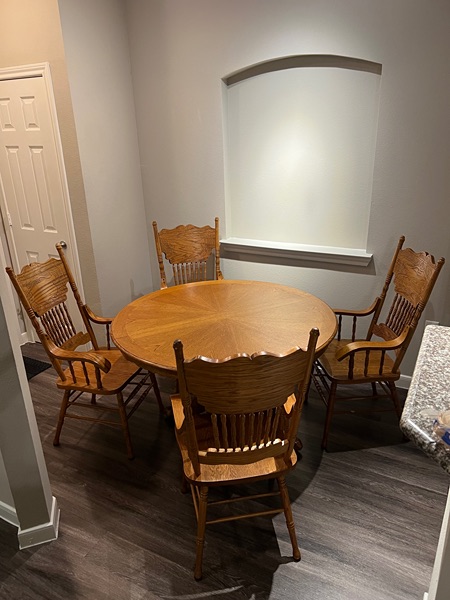 Solid Wood Dining Table w/ Leaf & 4 Chairs