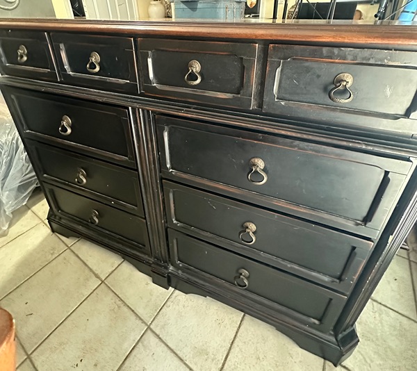 Wood dresser set nightstand mirror rustic black