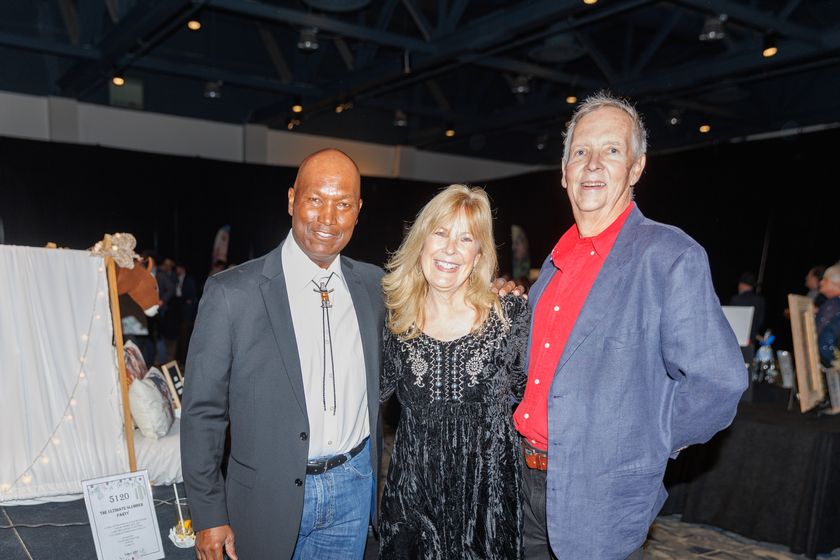 Photo Credit: Inspiration Ranch Board Member Elijah White with Cindy Yearling and Art Donovan. Photographer: Gerri Francis