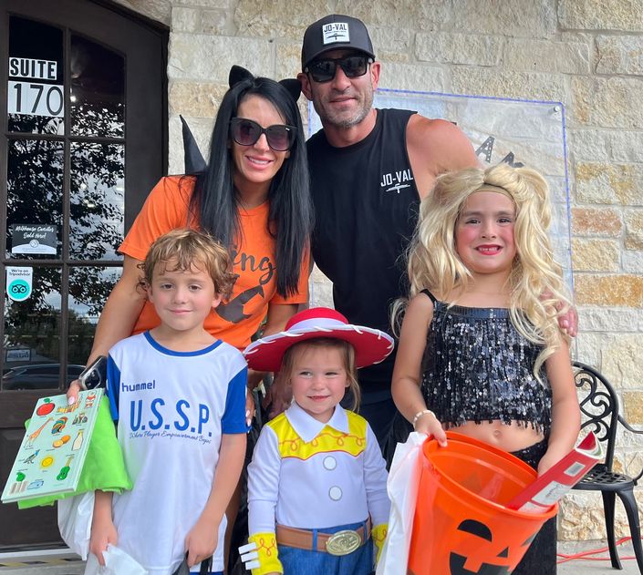 Megan and Joey Agular, along with their kids.  LtoR: Luke, Elena, and Sofia