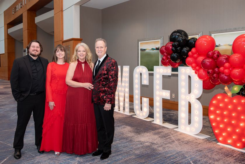 Owner of Quality Home Products of Texas and Montgomery County Food Bank Advisory Council  Member, Bill McGraw (far right), poses with his family at the 2025 Fighting Hunger, Feeding Hope  Gala. 